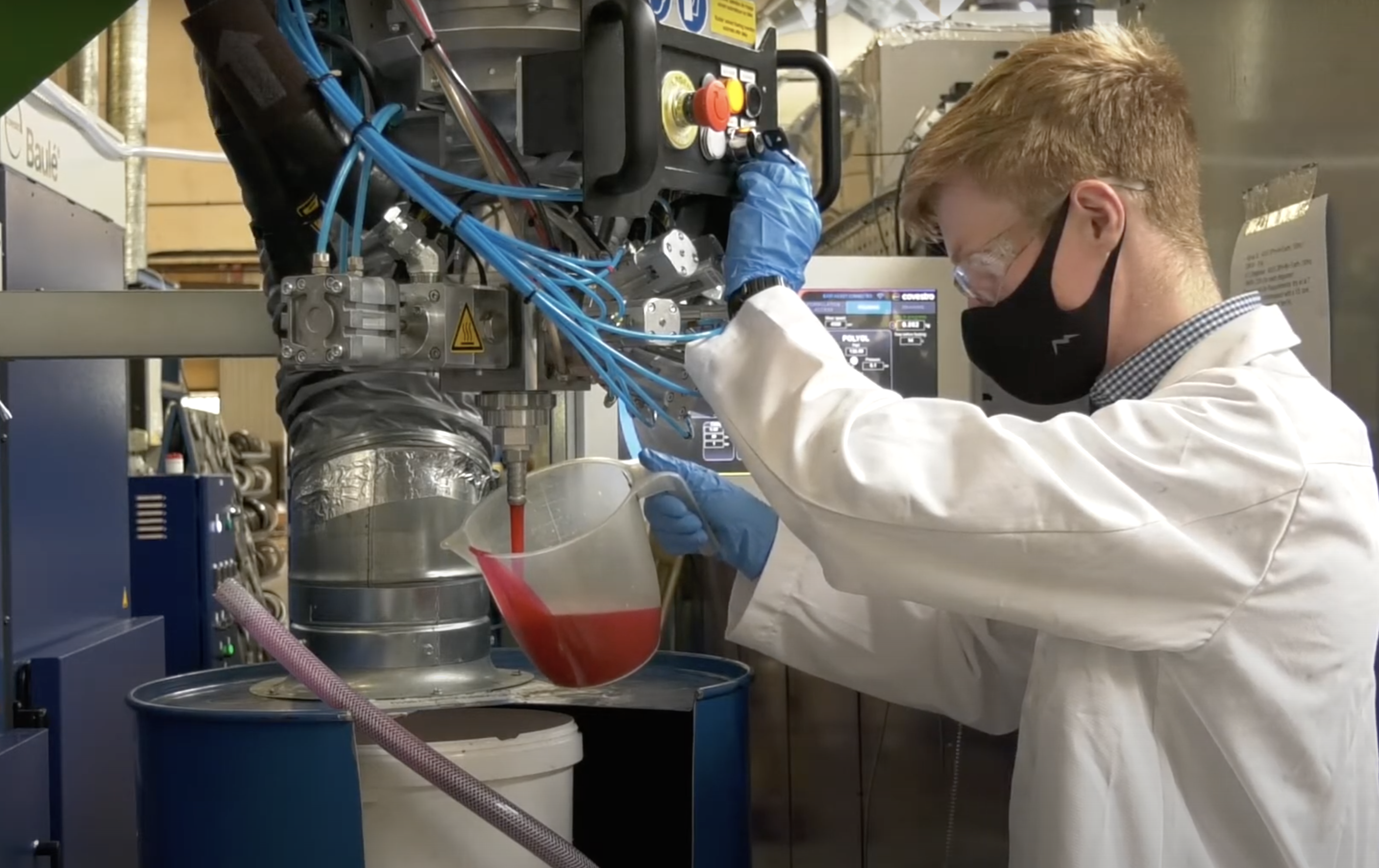 Chemist preparing polyurethane